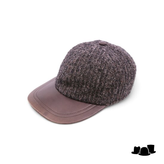 alfonso deste baseball cap zwart met afwerking bruin