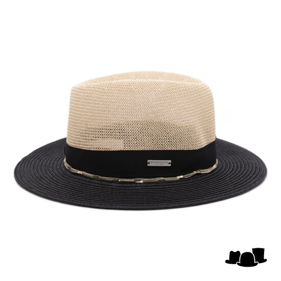 seeberger fedora two tone chain linen black