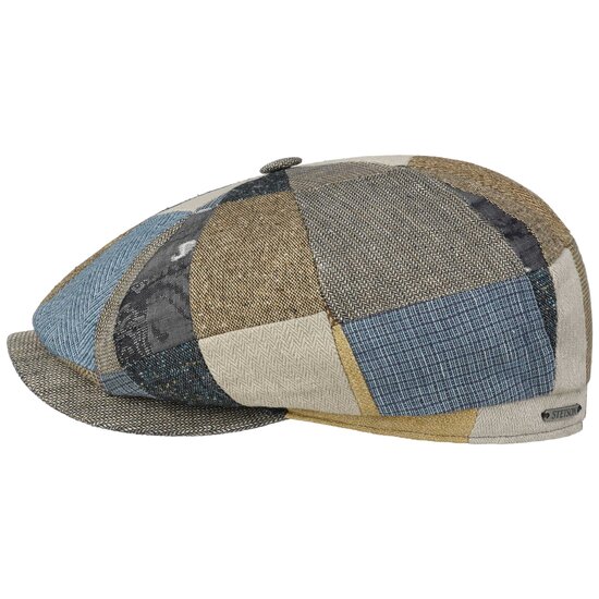 stetson hatteras newsboy cap linnen mix patchwork