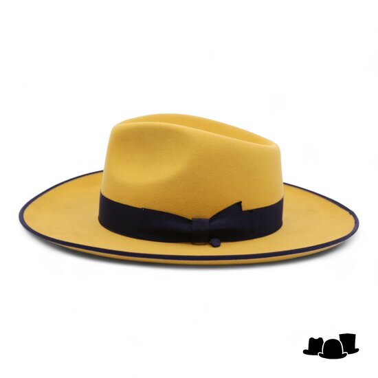 jos van dijck fedora 493 mosterdgeel contrast navy