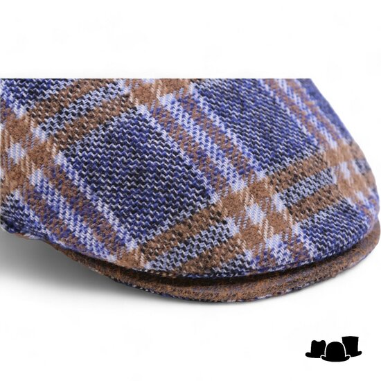 alfonso deste ivy pet ionio wolmix en leer tartan dark blue and cognac