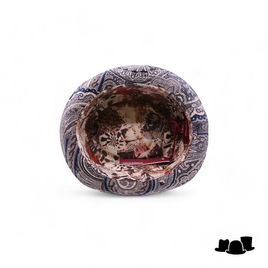 alfonso deste pork pie paisley katoen fluweel blauw