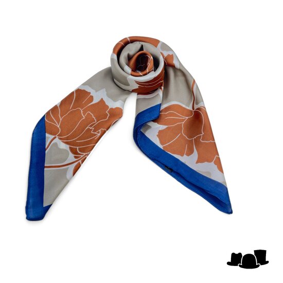 onkar neckerchief satijn flower marine and burnt orange