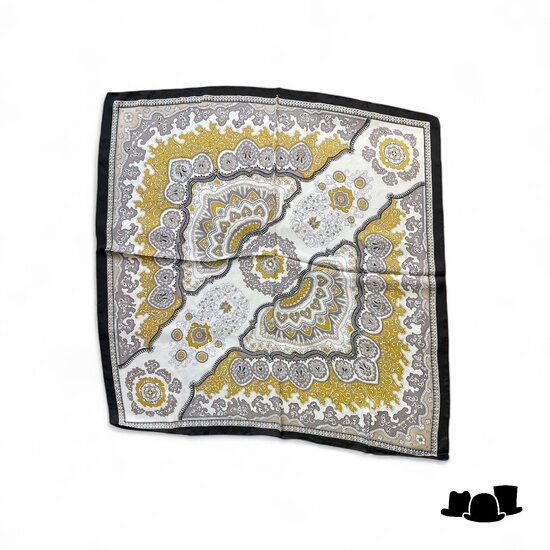 onkar neckerchief boho satijn beige white black