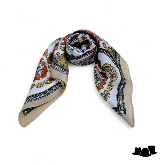 onkar neckerchief boho satijn beige white camel