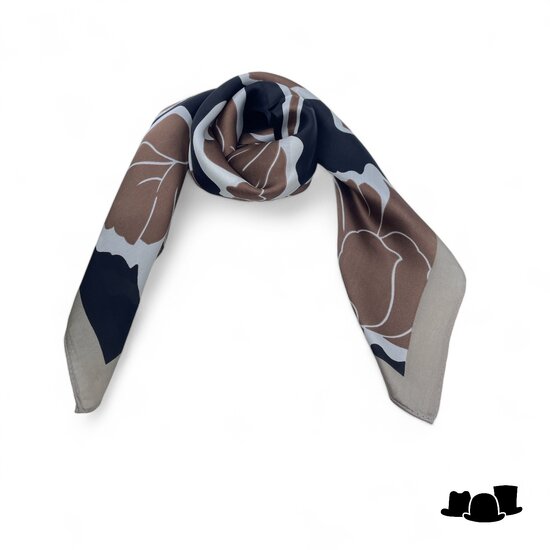 onkar neckerchief satijn flower taupe en zwart