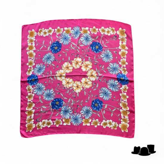 onkar zomer neckerchief sjaaltje satijn botanic fuchsia