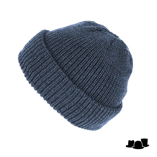 fiebig beanie muts gemeleerd merino wolmix jeans blauw