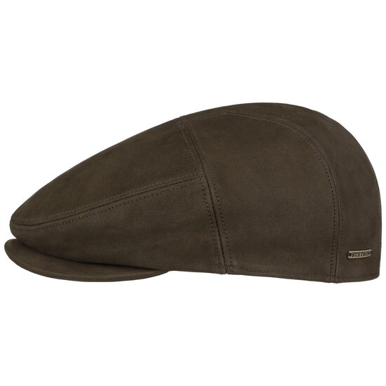 stetson driver flat cap nubuck leather espresso brown