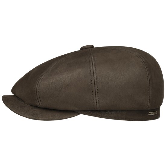 stetson 8 panel newsboy cap nubuck leather espresso brown