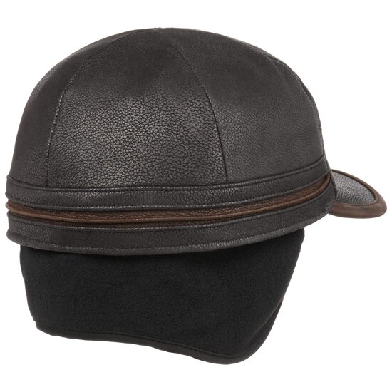 stetson baseball cap cowhide oorklep zwart