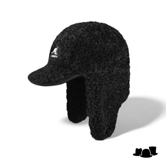 kangol flat cap utility faux shearling black