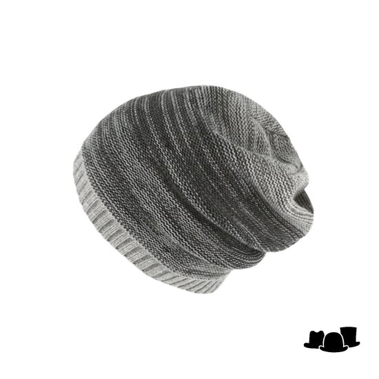 fiebig knitted beanie melange ribbel rand 2 tone grijs