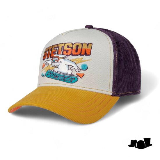 stetson trucker cap fluweel powder aubergine en geel