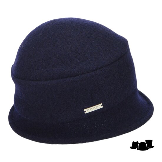 seeberger cloche softvilt boiled wool marineblauw