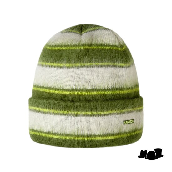 kangol beanie fuzzy acryl stripe sea kelp