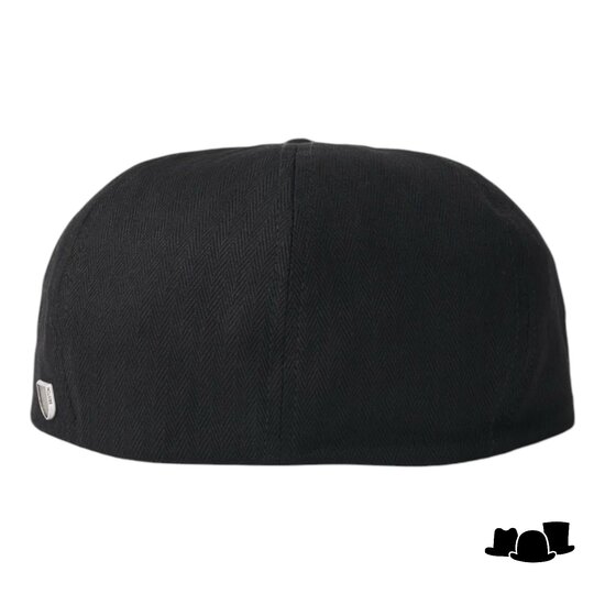 brixton brood snap cap cotton herringbone black