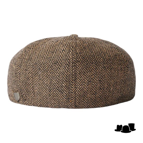 brixton brood snap cap woolmix herringbone brown khaki