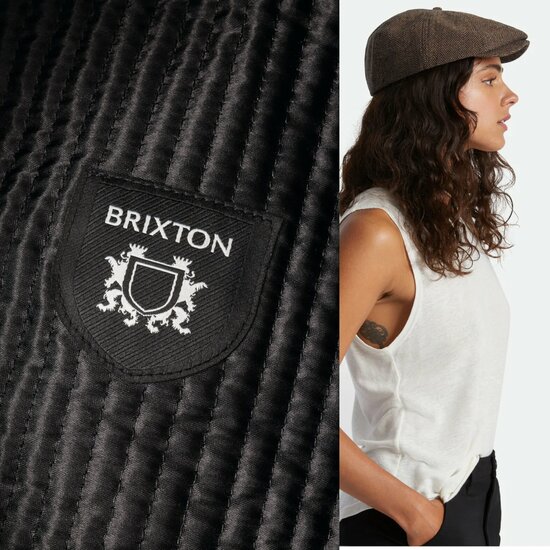 brixton brood snap cap woolmix herringbone brown khaki