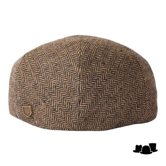 brixton hooligan flat cap woolmix herringbone brown khaki