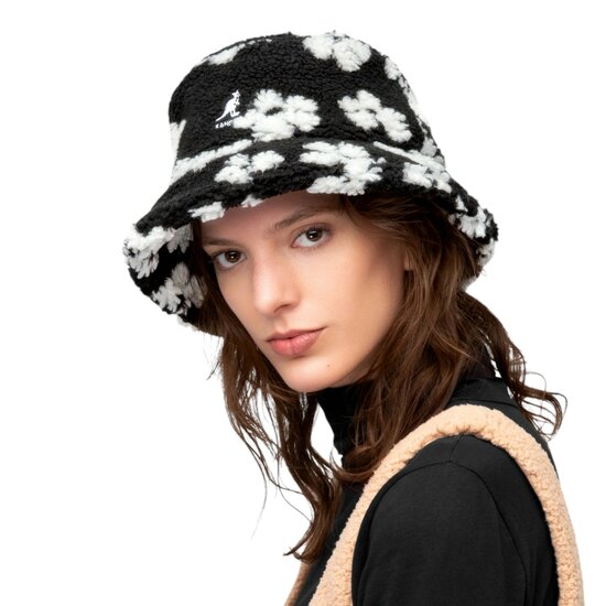 kangol bucket hat floral fleece black