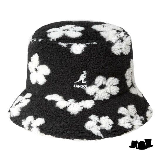 kangol bucket hat floral fleece black