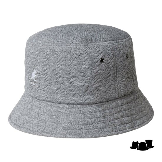 kangol bucket hat quilt earflap po grey herringbone