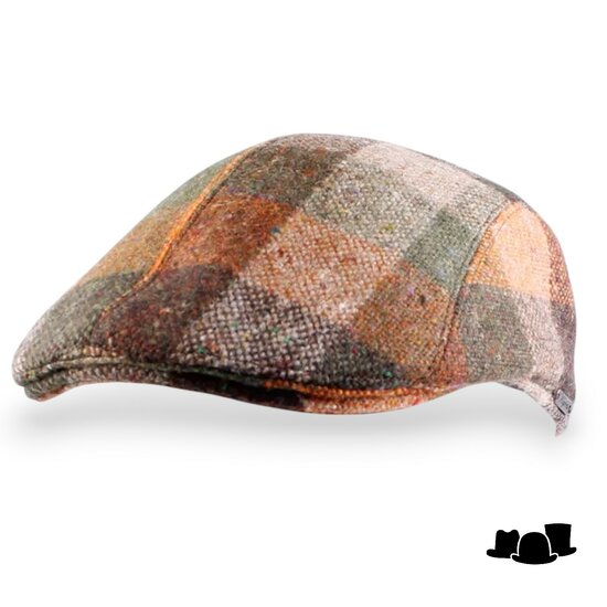 wigens ivy modern flat cap magee wool check green brown