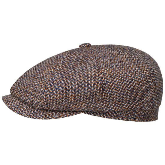 stetson newsboy cap harris tweed free style orange blue