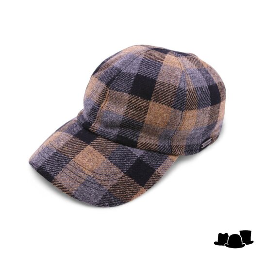 wigens baseball classic cap wool cashmere check grey beige