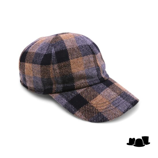 wigens baseball classic cap wool cashmere check grey beige