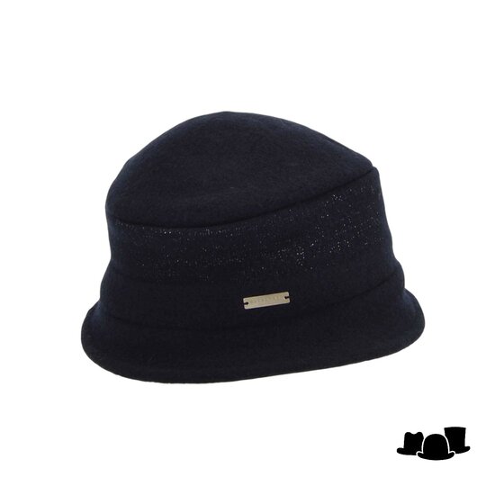 seeberger cloche softvilt boiled wool glimmer marine blauw