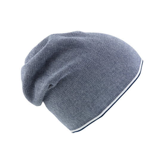 fiebig knitted all season beanie viscose two tone navy blue