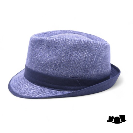 jos van dijck trilby linnen visgraat blauw  