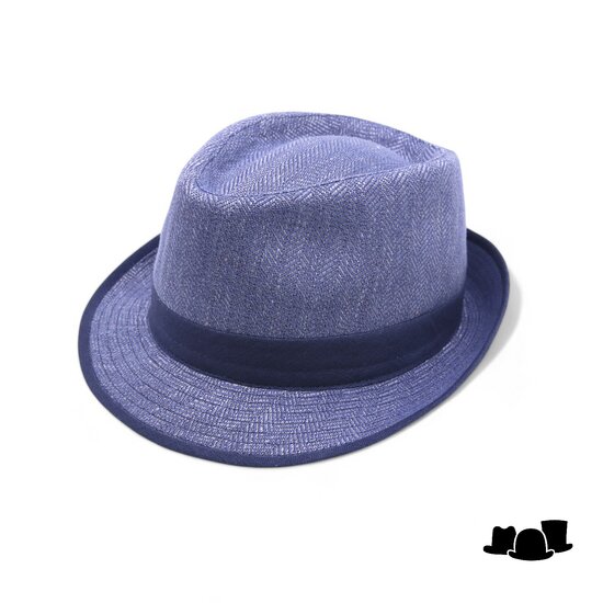 jos van dijck trilby linnen visgraat blauw  