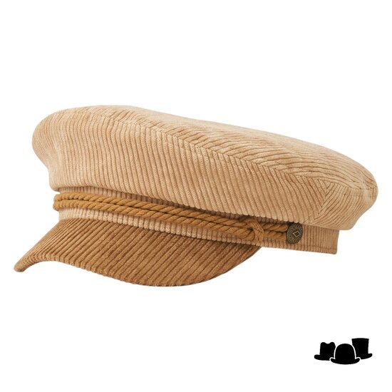 brixton fiddler fisherman cap corduroy cotton beige