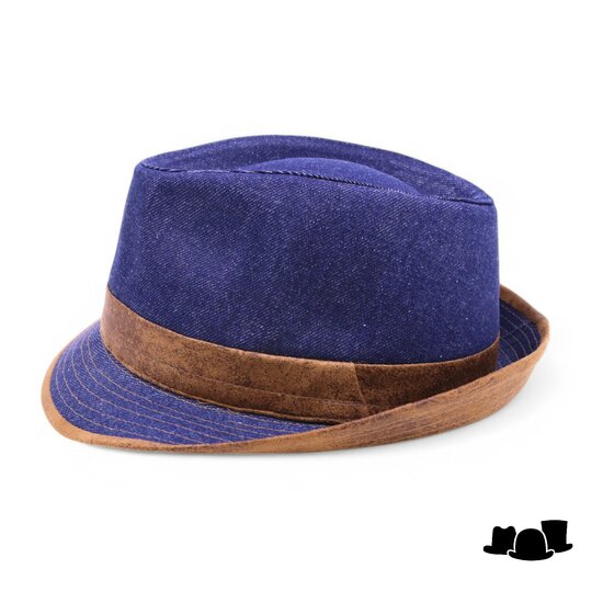 jos van dijck trilby katoen vegan leather blue jeans