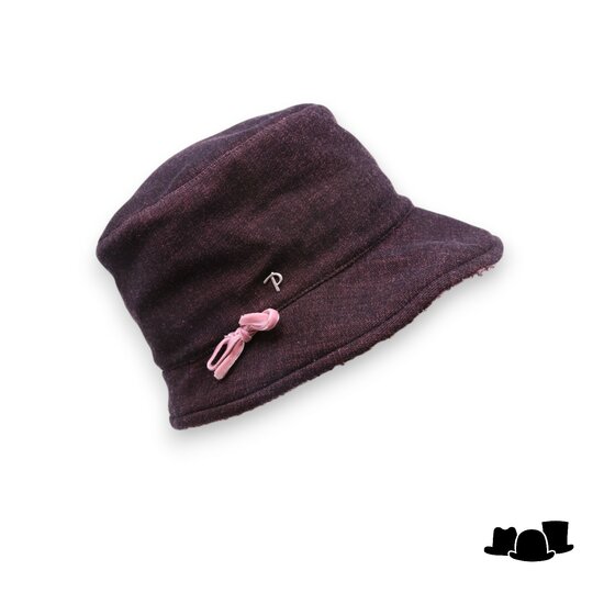 panizza cloche met strik boucle contrast bruin en roze