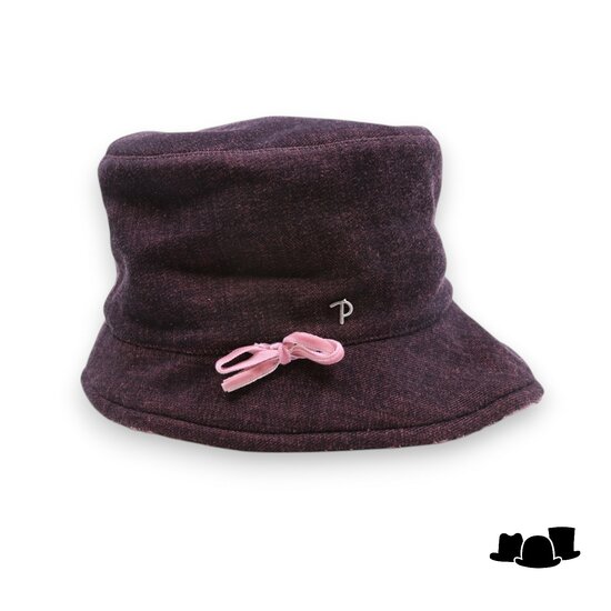 panizza cloche met strik boucle contrast bruin en roze