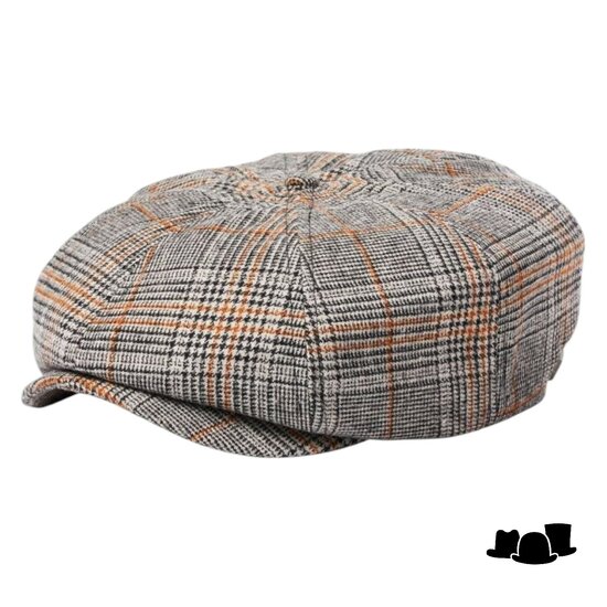 brixton brood snap cap po plaid grey orange