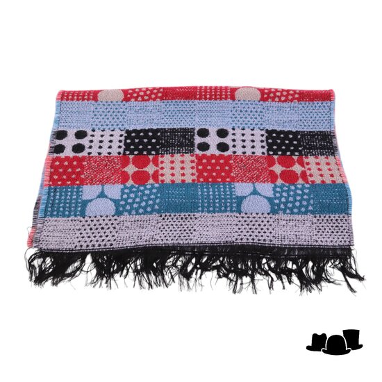 panizza sjaal viscosemix dessin rood blauw zwart multi