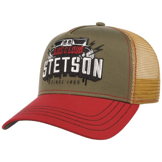 stetson trucker cap festival live loud red olive