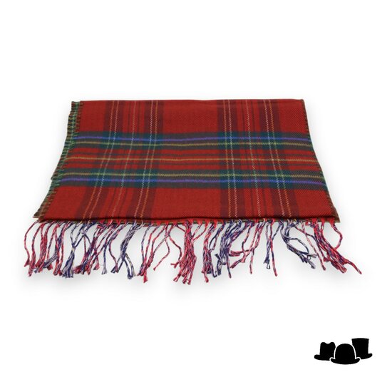 panizza sjaal katoenmix tartan en pied de poule rood groen