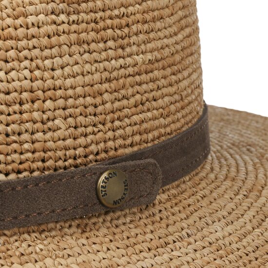 stetson traveller raffia crochet rollable toasted