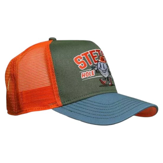 stetson trucker cap hole in one neon orange 