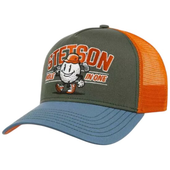 stetson trucker cap hole in one neon orange 