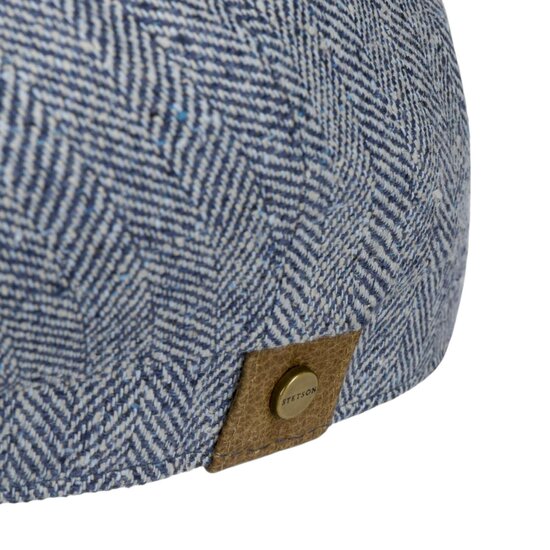 stetson hatteras newsboy cap silk visgraat blauw