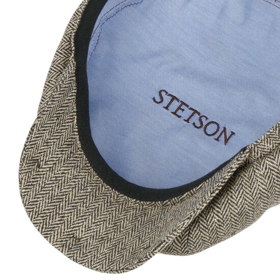 stetson hatteras newsboy cap silk visgraat zwart taupe