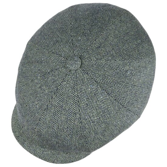 stetson hatteras newsboy cap silk visgraat blauwgroen