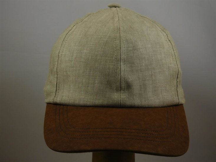 Wigens Baseballcap Linnen met suede look Naturel